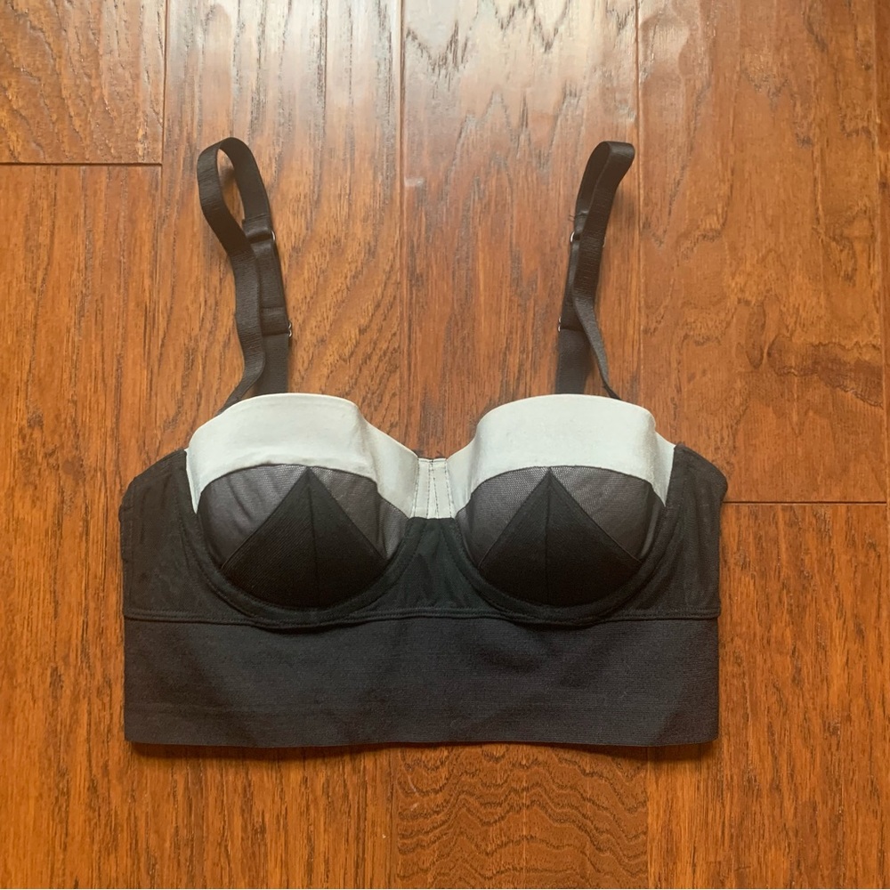 H&M Mesh Bustier Crop Top Black Balconette Corset Style | Size 34B - Picture 2 of 7